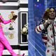 Lil Nas X poses in the press room during the 62nd Annual GRAMMY Awards on January 26, 2020; 6ix9ine, or Tekashi 69, performs during the Philipp Plein fashion show on September 21, 2018.